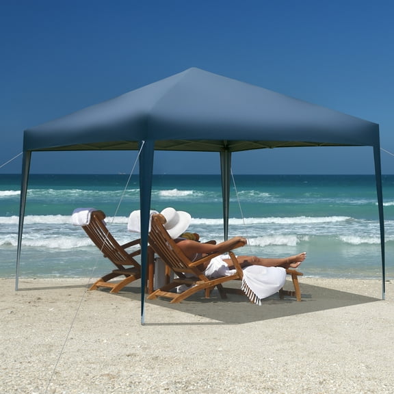 iTopRoad 10' x 10' Pop up Canopy Tent Folding Tent Patio with Carry Bag Blue