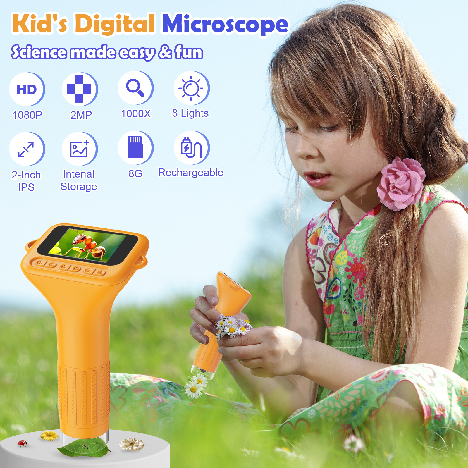 BEBANG 1080P Digital Handheld Microscope with 15 Slides photo 6