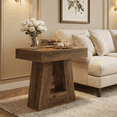 thumbnail image 4 of 24" Modern Side Table 2-Tier Narrow Wooden End Table Trapezoid Base Farmhouse Small Nightstand For Living Room Bedroom Sofa Couch Side Table (Brown), 4 of 7