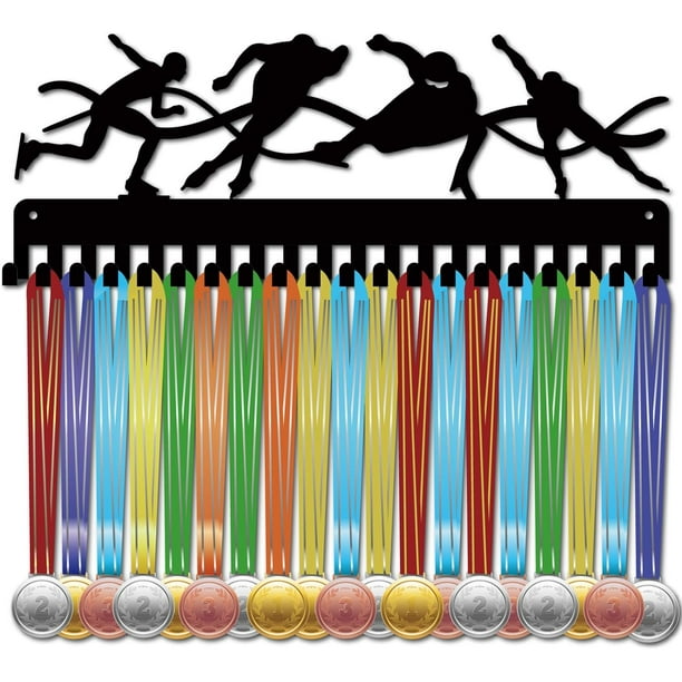 Soporte para medallas de patinaje de velocidad, colgador de medallas, estante de exhibición deportivo de metal, colgante para premios de atletas, decoración de pared de hierro con 20 ganchos