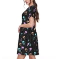 thumbnail image 2 of Logiee purple cyan brown Skull Print Womens Summer Dress,Casual Short Sleeve Sundresses,Beach A-line Shift Dress with Pockets, 2 of 6