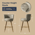 thumbnail image 3 of HomeZeer 26" Counter Height Bar Stools, Furniture Round Low Back Pedestal Bar Stool, PU Leather Swivel Bar Chair for Kitchen,Gray (Set of 2), 3 of 9