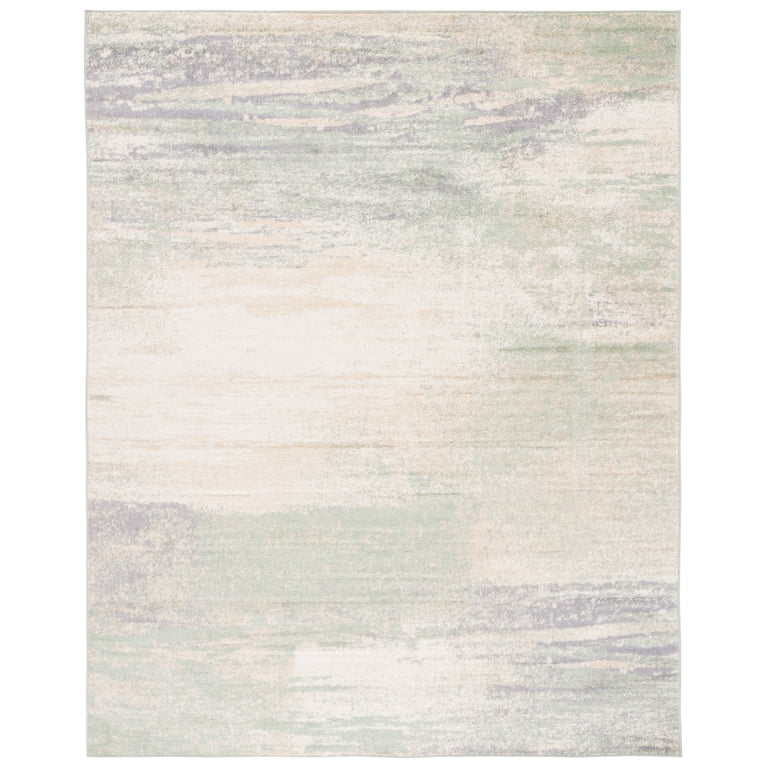 Ivory & Purple Floral Area Rug - 9' x 12', Non-Shedding, Easy Care