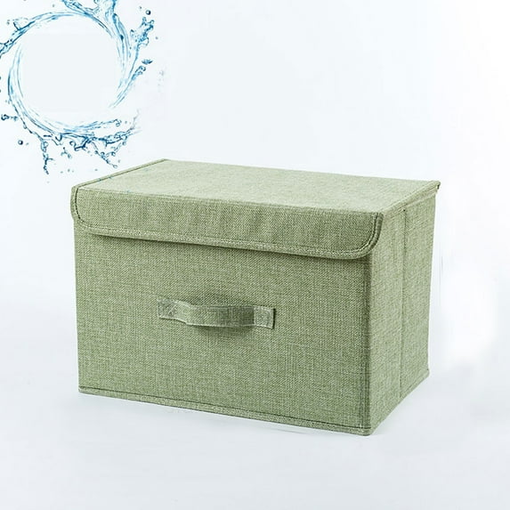 Lumento Storages Box Foldable Basket Bins With Lids And Handle Papers Storage Cube Linen Fabric Clothes Organizer Green Large