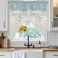 thumbnail image 6 of Blue Coastal Coral Swag Curtains for Kitchen/Bedroom/Living Room, Summer Beach Ocean Abstract Art Scalloped Curtains 63 Inch Long, Rod Pocket Window Swag Topper Curtains Valances 2 Panels Set 36"x63", 6 of 8