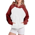 thumbnail image 1 of Timegard Sweatshirts for Women Long Sleeve Hoodies Pullover Fall Color Block Loose Tops with Pockets, 1 of 4