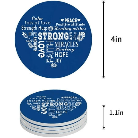 

KXMDXA Compassion Strength Courage Warm Hugs Healing Thoughts Positive Energy Set of 4 Round Coaster for Drinks Absorbent Ceramic Stone Coasters Cup Mat with Cork Base for Coffee Table Bar Decor