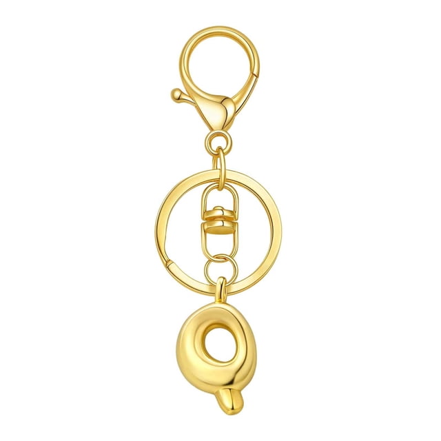 Hearth & Gear Custom Letter Keychain Key Ring For Initial Charm With Sturdy Metal Loop And Easy To Find Design For And Luggage