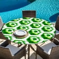 thumbnail image 6 of Green Football Round Tablecloth 45-54 Inch Round Fitted Table Cloth with Elastic Edge, Watercolor Soccer Geometric Sports Waterproof Table Cover Protector for Outdoor Picnic Party Dining, 6 of 9