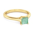 thumbnail image 2 of Solitaire Square Cut 0.75 Cts Emerald 925 Sterling Silver Gold Vermeil Promise Women Valentines Day Gifts Ring, 2 of 3