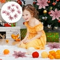 thumbnail image 5 of Gymnture Pink Glitter Poinsettia Christmas Flowers - 9pcs Xmas Tree/Wreath Decor, 5 of 10