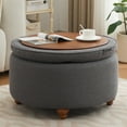 thumbnail image 6 of 30Inch Round Storage Ottoman with Tray, Modern Tufted Fabric Circle Coffee Table with Storage, Upholstered Ottoman with Removable Top for Living Room, Bedroom, Dark Grey, 6 of 8