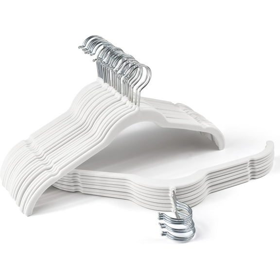 Velvet Shirt Hangers 30 Pack, Non-Slip 360° Swivel Hook Slim Flocked Coat Hanger, Space Saving Felt Hanger for for Tank Top, Blouses, Strappy Dresses