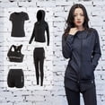 thumbnail image 6 of APEXFWDT Women's 5pcs Workout Outfits Athletic Sets Yoga Gym Fitness Exercise Clothes Legging Tracksuits Sport Suits,S,Dark Gray, 6 of 6