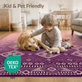 thumbnail image 4 of ODIKA Purple Symmetrical Interlocking Geometric Tonal Gradient Quilted for Playroom, Bedroom, Reading Nook, Pet Friendly & Kids Safe Play, 4 of 7