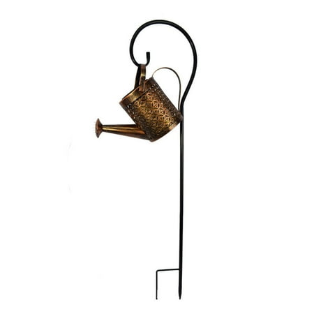 

Hollow Out Lamp Metal Solar Powered Watering Can LED Lights Garden Lawn Decor