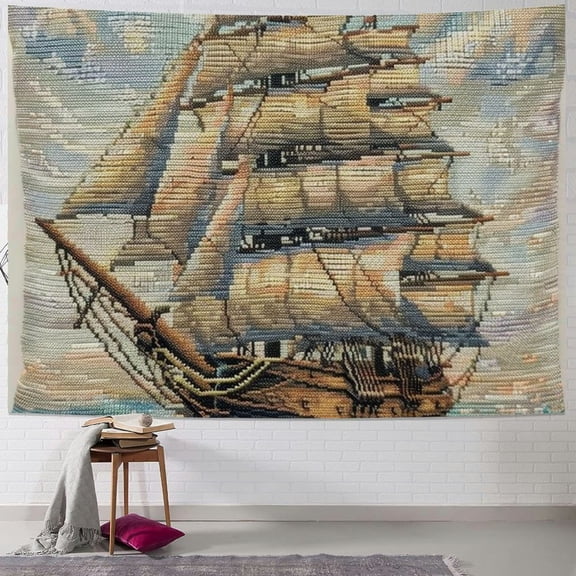 Autua Nautical Theme Tapestry Wall Hanging Unique Style Graphic Tapestries Home Wall Decor Art for Living Room Bedroom Apartment Farmhouse Dorm 40x30inch
