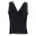 thumbnail image 1 of Ladies Lace Flower With Chest Pad Long V-Neck Sleeveless Solid Color Vest, 1 of 4