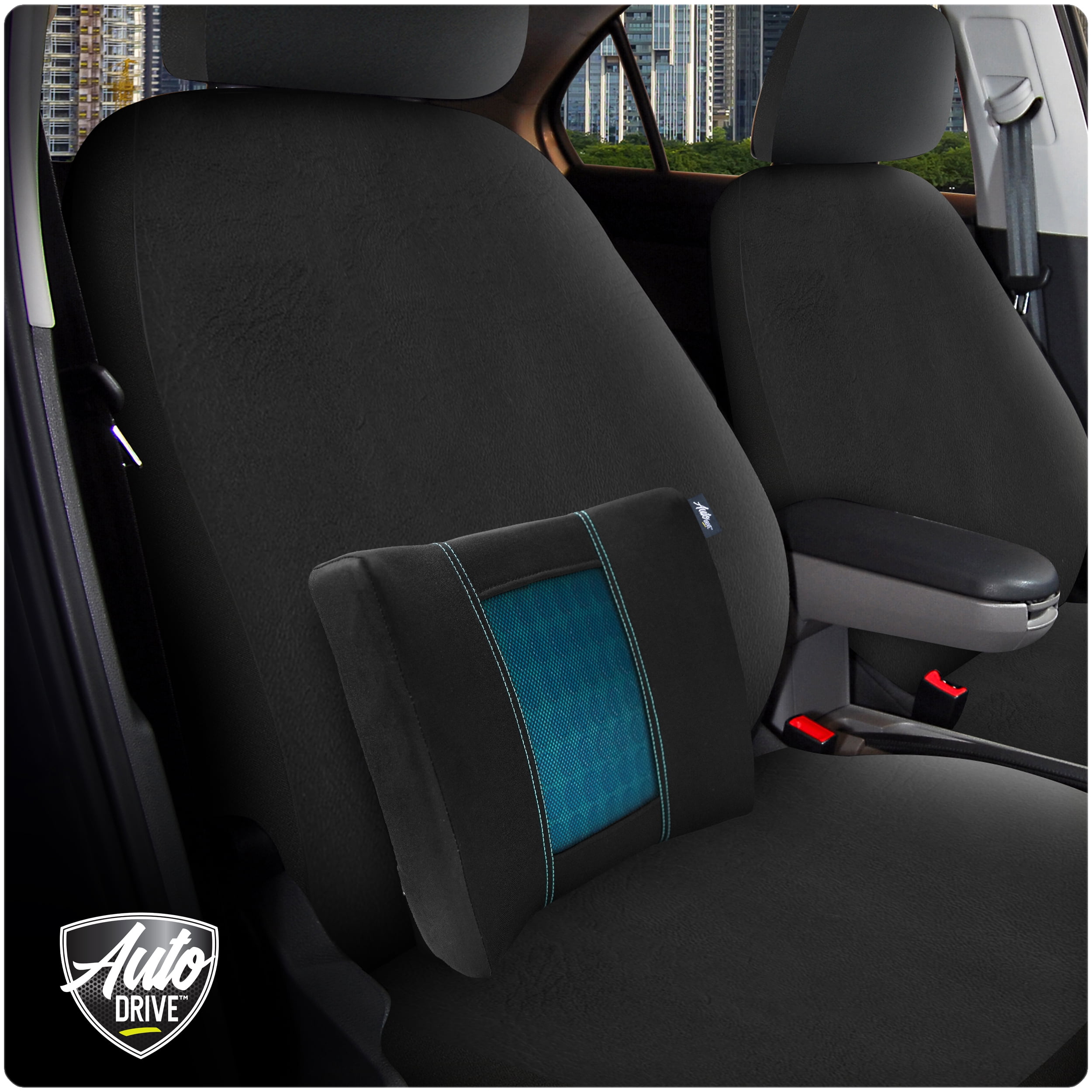 Auto Drive Car Seat Cushion Hex Gel Black and Blue Universal Fit, 19cu