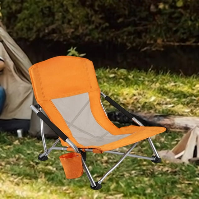 Colaxi Folding Camping Chair Folding Chaise Chair Foldable Comfortable High Backrest Picnic Seat for Park Picnic Fishing Travel Lawn Orange