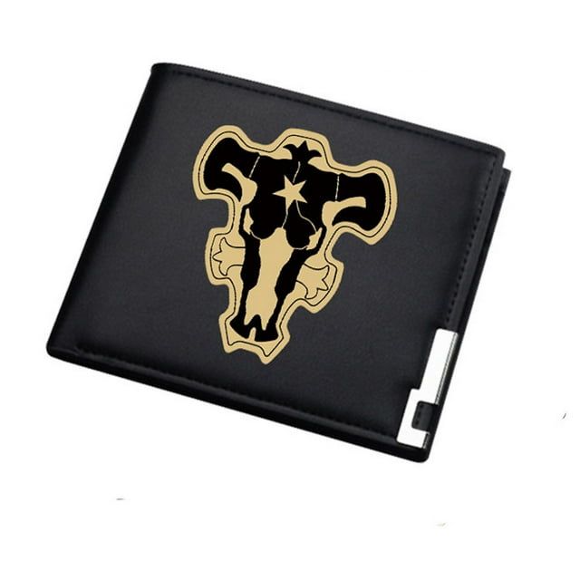 Monedero estilo anime con forma de trébol negro, de piel, con forma de monedero