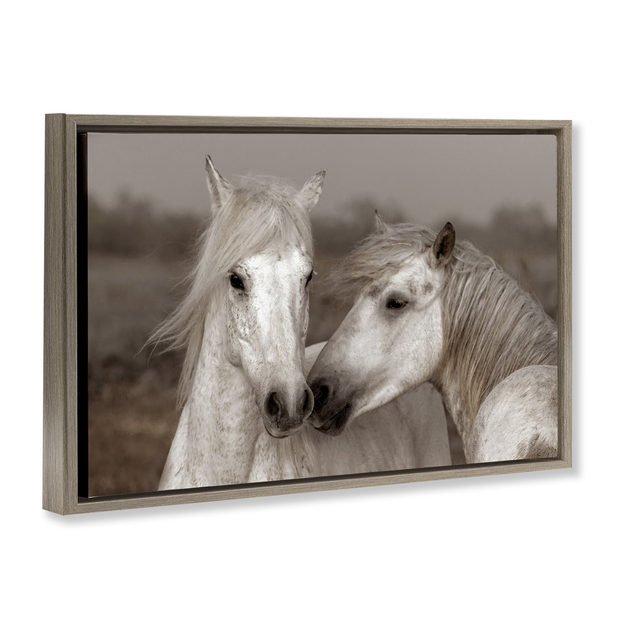 Stupell Industries Gentle Companionship Horses Brown Framed Floater Canvas Wall Art, design by Danita Delimont