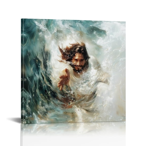 Jesus 'Give Me Your Hand' Christ Canvas Wall Art Print, Jesus Canvas Wall Art, Vintage Christian Wall Decor for Home, Church, Office, Living & Prayer Room | Perfect Inspirational Faith Gift Framed