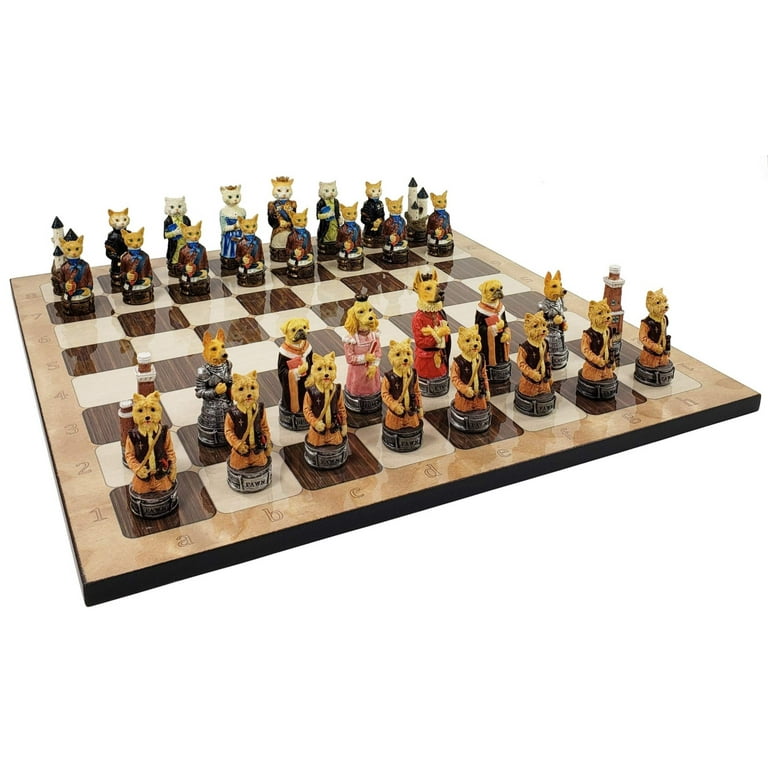 Free Shipping! Cats Vs Dogs Animals Chess Set With 17