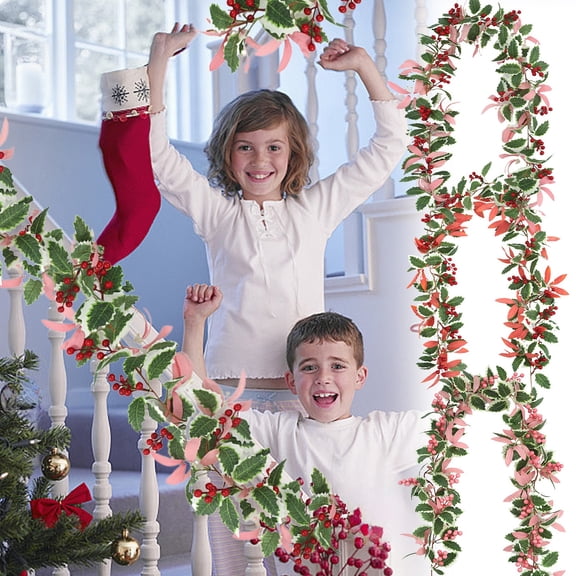 PALIFEUR Christmas Garland - Xmas Garland for Christmas Table Decor, 65 inch Real Touch Christmas Garlands for Table Fireplace Holiday Party Christmas Decorations