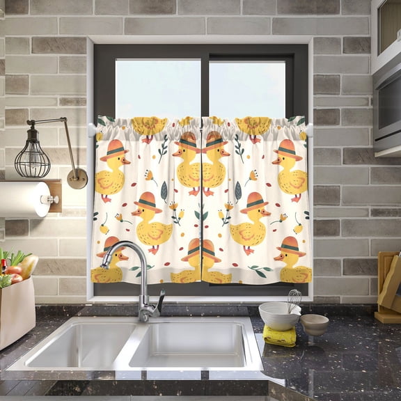 Ducks Leaves Kitchen Curtains Half Tier Curtain 2 Rod Pockets Bathroom Bedroom Cupborad Living Room 27"x24"