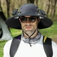 thumbnail image 4 of Yooshoverk Solar Fan Fishing Hat, Wide-Brim with 3-Speed Adjustable Cooling Fan, Solar Powered - Keep Cool Hands-Free in Outdoor Activities - Breathable Mesh - for Gardening, Hiking, Fishing, 4 of 10