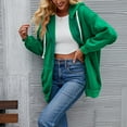 thumbnail image 5 of Cotton Hoodie Jackets for Women Full Zip Up Solid Hooded Sweatshirt Jacket with Pockets Casual Loose Sports Coats (X-Large, Green), 5 of 6