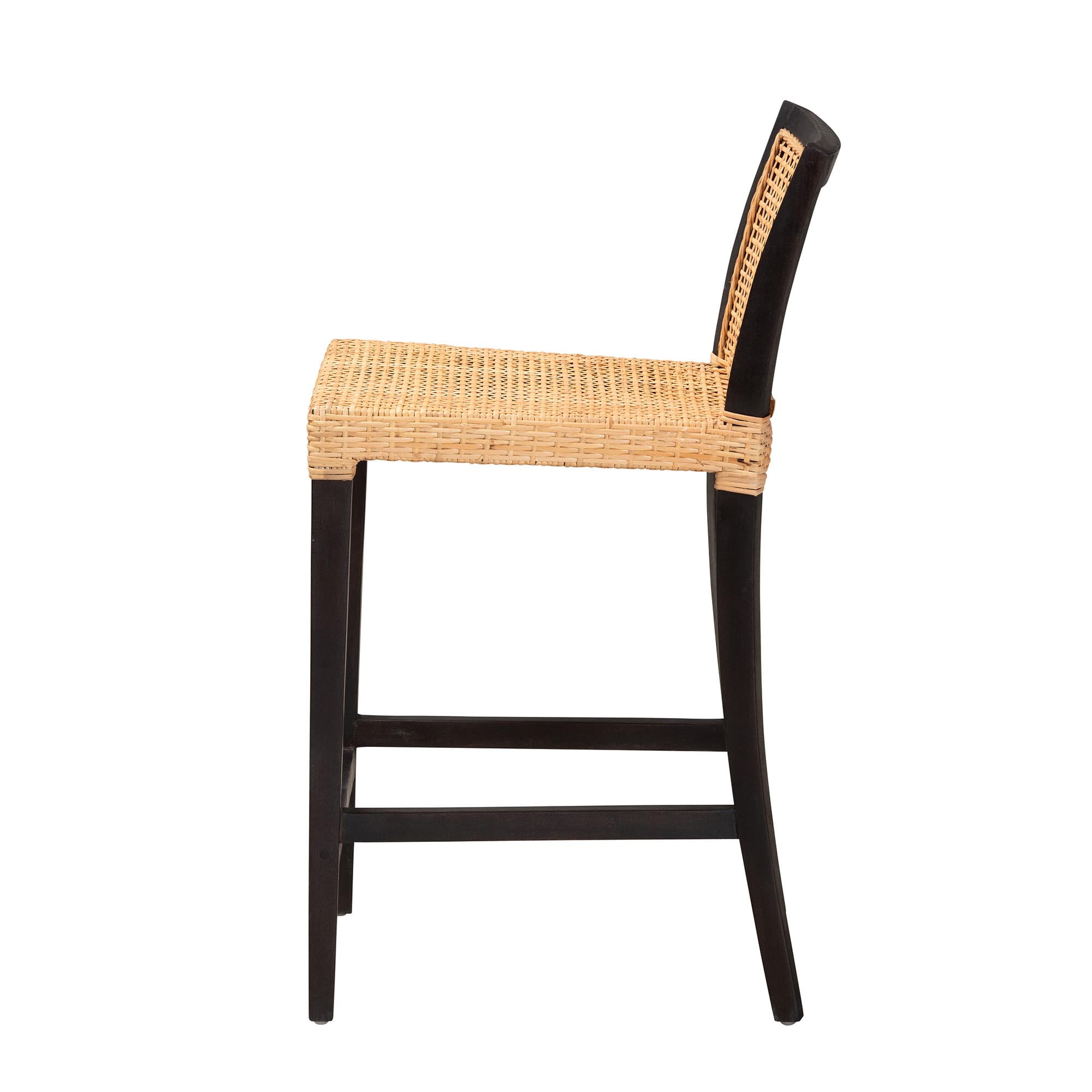 Baxton Studio Lingga Modern Bohemian Rattan Counter Stool, Dark Brown Mahogany