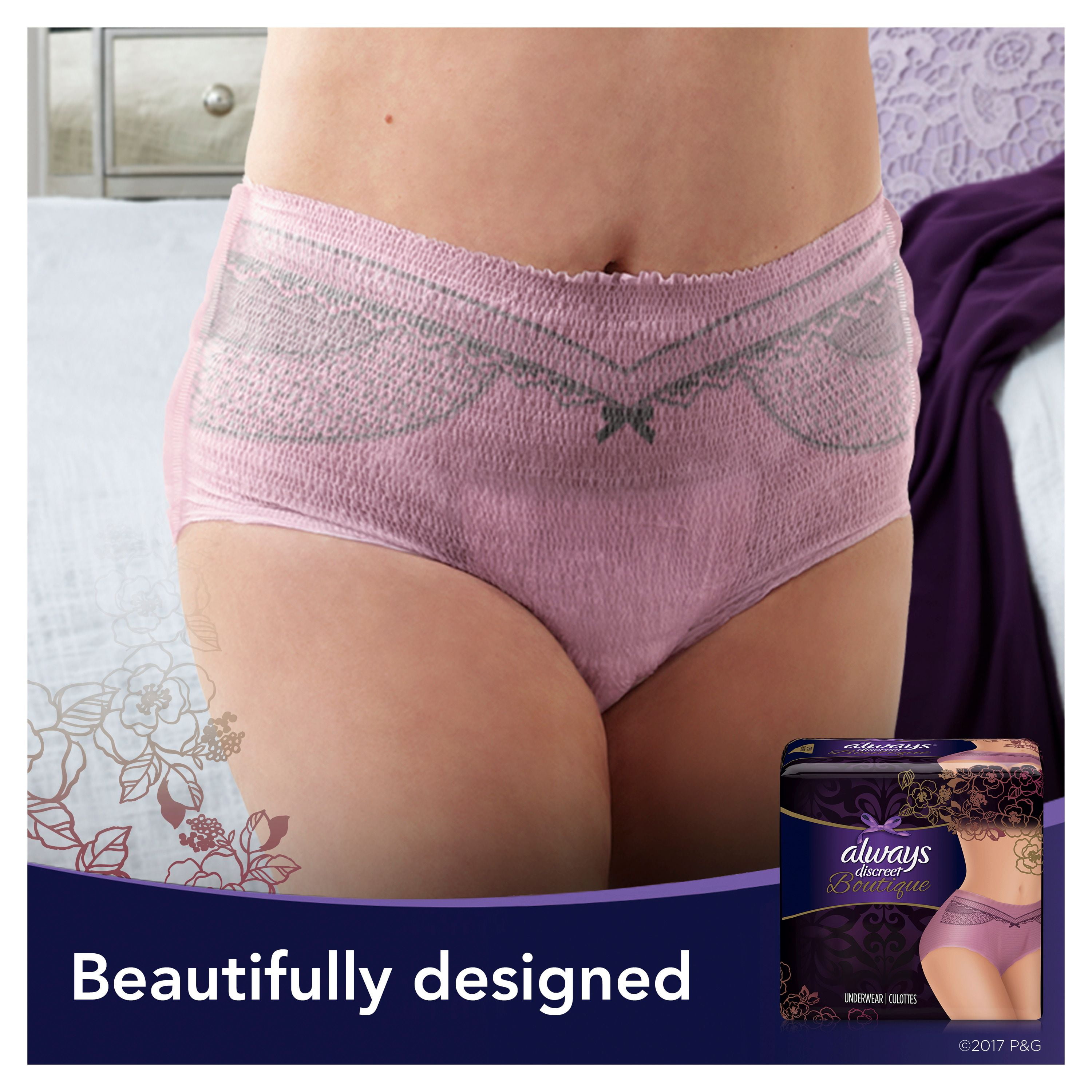 Always Discreet Boutique, Incontinence Underwear for Women, Maximum  Protection, Purple, Large, 10 Count 