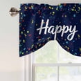 thumbnail image 4 of Happy Birthday Tie Up Valance Curtains for Windows, Kitchen Curtains Window Treatments, Navy Blue Modern Abstract Art Short Window Shades Valances for Bedroom Bathroom Cafe 54"x18", 4 of 8