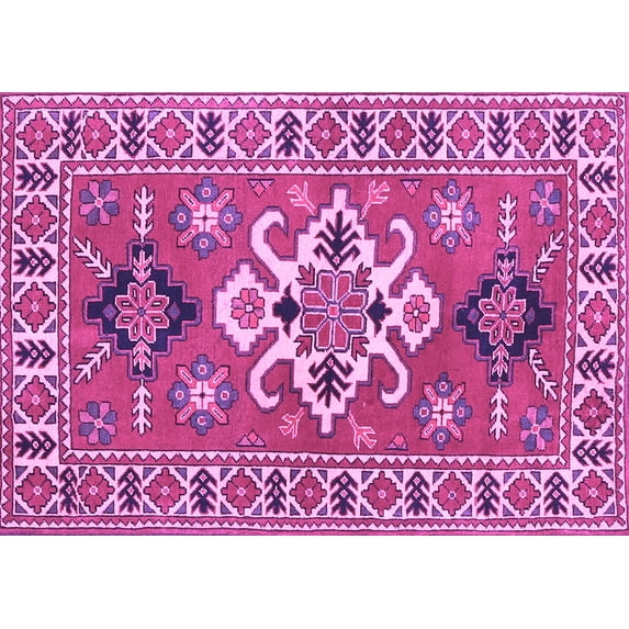 Ahgly Company Indoor Rectangle Geometric Purple Traditional Area Rugs, 3' x 5'