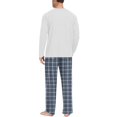 thumbnail image 7 of VV AVEORS Mens Pajama Set Bamboo Viscose Soft Pijamas Sets Plaid Long Sleeve Full Length Pants Pjs Check Sleepwear With Pockets Navy M, 7 of 7