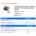 thumbnail image 2 of Front Wheel Hub Assembly - Compatible with 2007 - 2010 Chevy Silverado 3500 HD 2008 2009, 2 of 2