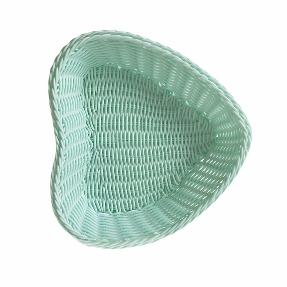LAMIRO Handwoven Basket Heart Shaped Storage Basket Kitchen Organizer Storage Bin Imitation Rattan Basket for Dining Table Farmhouse Green