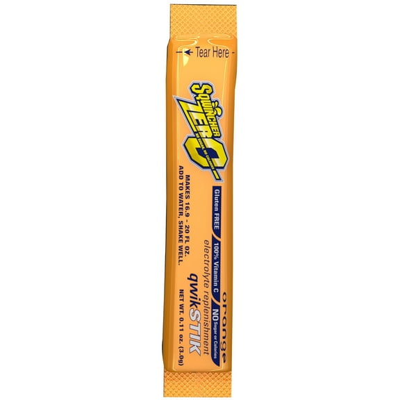 Sqwincher ZERO Qwik Stik -Sugar Free Electrolyte Powdered Beverage Mix, Orange