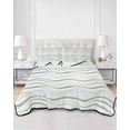 thumbnail image 2 of Twin Quilt Bedding Set, Sage Green Stripes Reversible Summer Quilt 3 Pieces, Modern Simple Gradient Waves Lines Lightweight Bedspreads Coverlets with 2 Pillow Shams for All Seasons, 2 of 5
