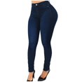 thumbnail image 1 of Gibobby Jeans dama cintura alta Pantalones vaqueros clásicos para mujer Pantalones de lápiz de mezclilla azul de cintura alta delgados ocasionales Pantalones(Azul oscuro,G), 1 of 5
