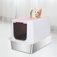 thumbnail image 4 of Enclosed Cat Litter Box: Extra Large Pink Litter Pan with Top Exit & Anti-Leak Design - Teflon Non-Stick Coating Stainless Steel Cleaning - Odor-Control in Garage Utility Room, 4 of 8