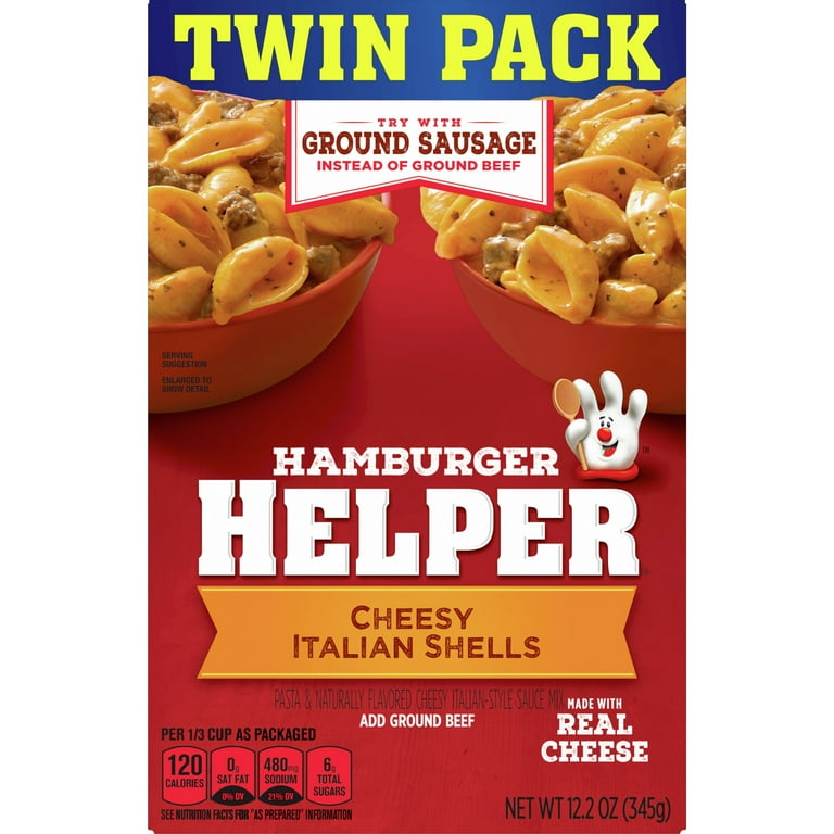 Hamburger Helper Cheesy Italian Shells, Beef Lunch, Ready to Eat