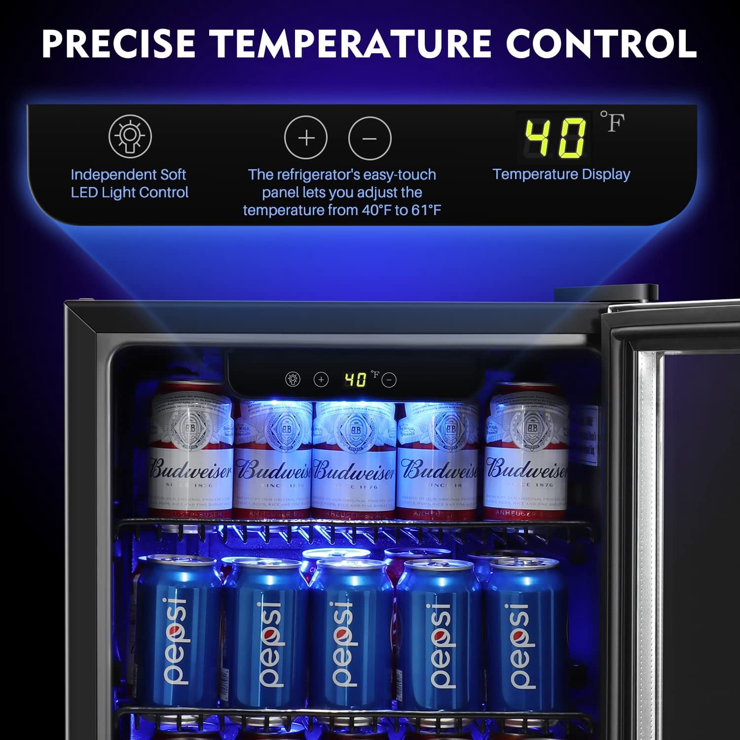 AstroAI Beverage Refrigerator 90 Liter/120 Can, Mini Fridge with Glass Door for Beer Soda or Wine, Drink Fridge for Office, Bar, Home