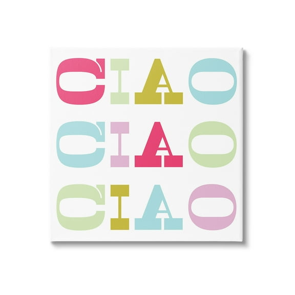 Stupell Industries Patterned Ciao Typography Typography Painting Gallery Wrapped Canvas Art Print Wall Art, 17 x 17