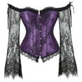 thumbnail image 1 of Corset Mode Femme en Satin à Lacets Style Rétro Bustier Floral Push-Up Moulant, 1 of 8