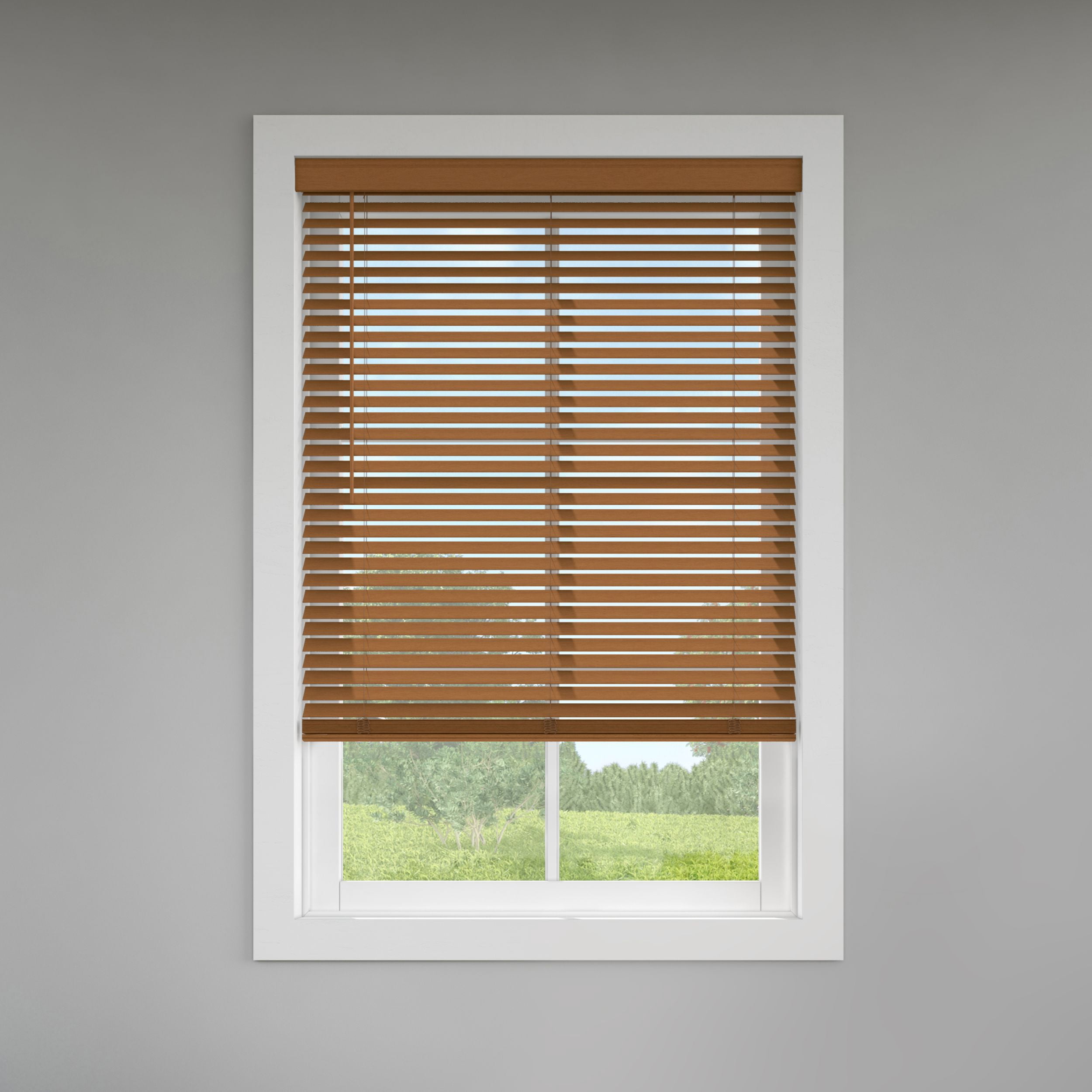 LEVOLOR Custom Classic Value 2" Cordless Faux Wood Blinds, Pecan, 47 1/2" Width x 48" Length