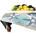 thumbnail image 4 of Ocean Starfish Tablecloth, Nautical Coastal Beach Algae Corals and Seashells Print Table Cover for Home Dining Room Kitchen Decor, Rectangle(60x102in), 4 of 6