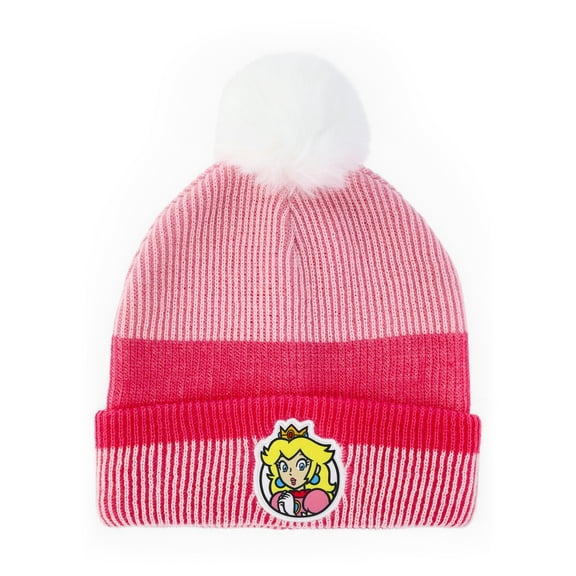Princess Peach Girl's Beanie Hat and Gloves Set, 2-Piece